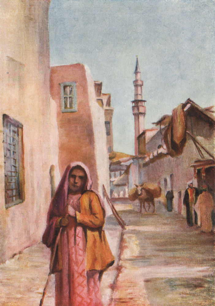 'At Salehîyeh' by Margaret Thomas. Syria 1908 old antique print picture